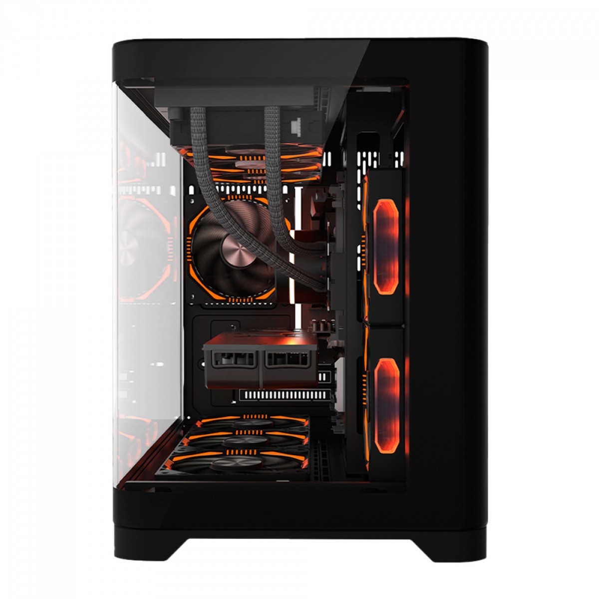Gabinete Gamer Liketec Madness, Cube Design, Mid Tower, Vidro Temperado, M-ATX, Black, Sem Fonte, Sem Fans