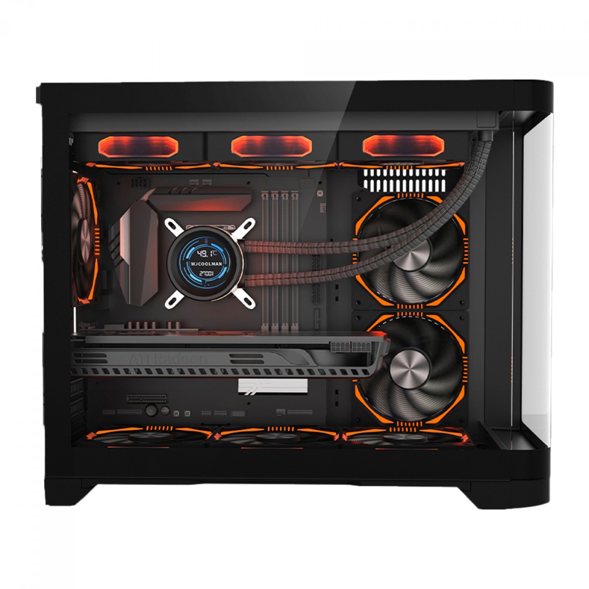 Gabinete Gamer Liketec Madness, Cube Design, Mid Tower, Vidro Temperado, M-ATX, Black, Sem Fonte, Sem Fans