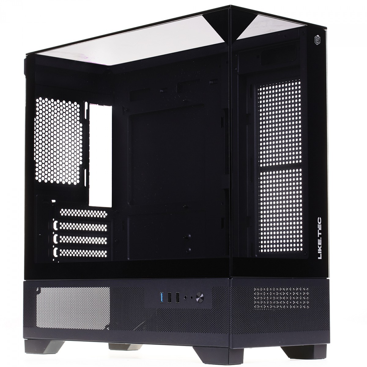 Gabinete Gamer Liketec Mahal Dark, Mid Tower, Vidro Temperado, MATX, Sem Fonte, Sem Fans, Preto
