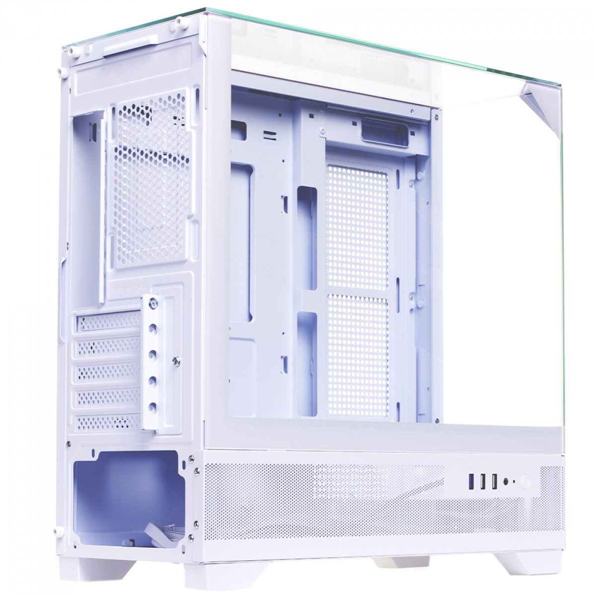 Gabinete Gamer Liketec Mahal Snow, Mid Tower, Vidro Temperado, MATX, Sem Fonte, Sem Fans, Branco