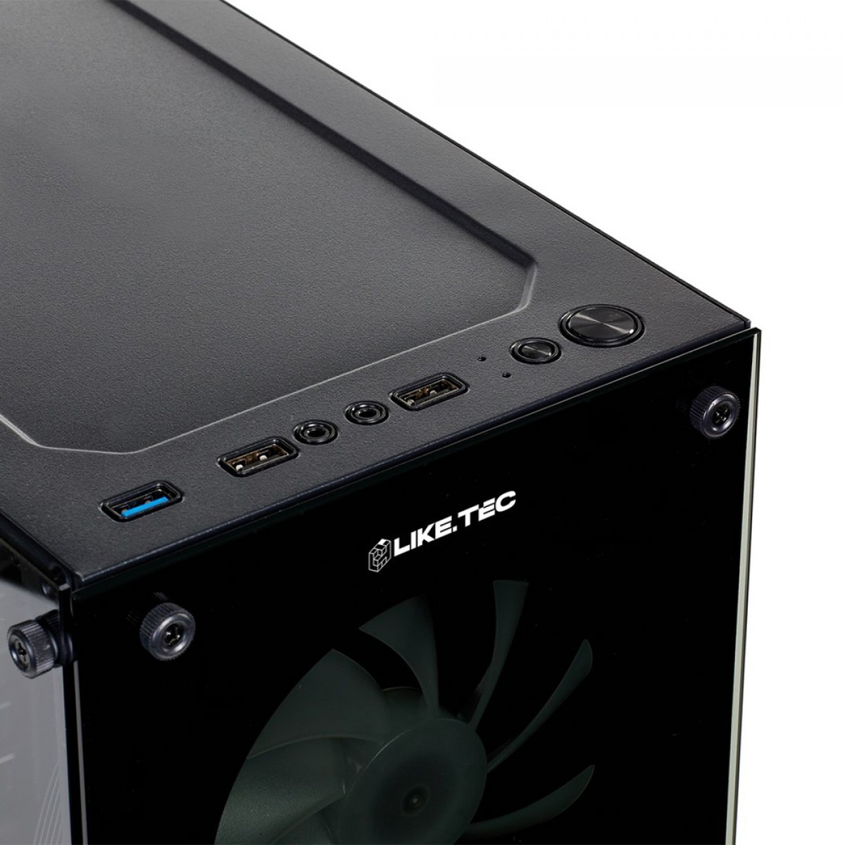 Gabinete Gamer Liketec Matrix Rainbow, Mid Tower, Vidro Temperado, ATX, Black, Sem Fonte, Com 3 Fans