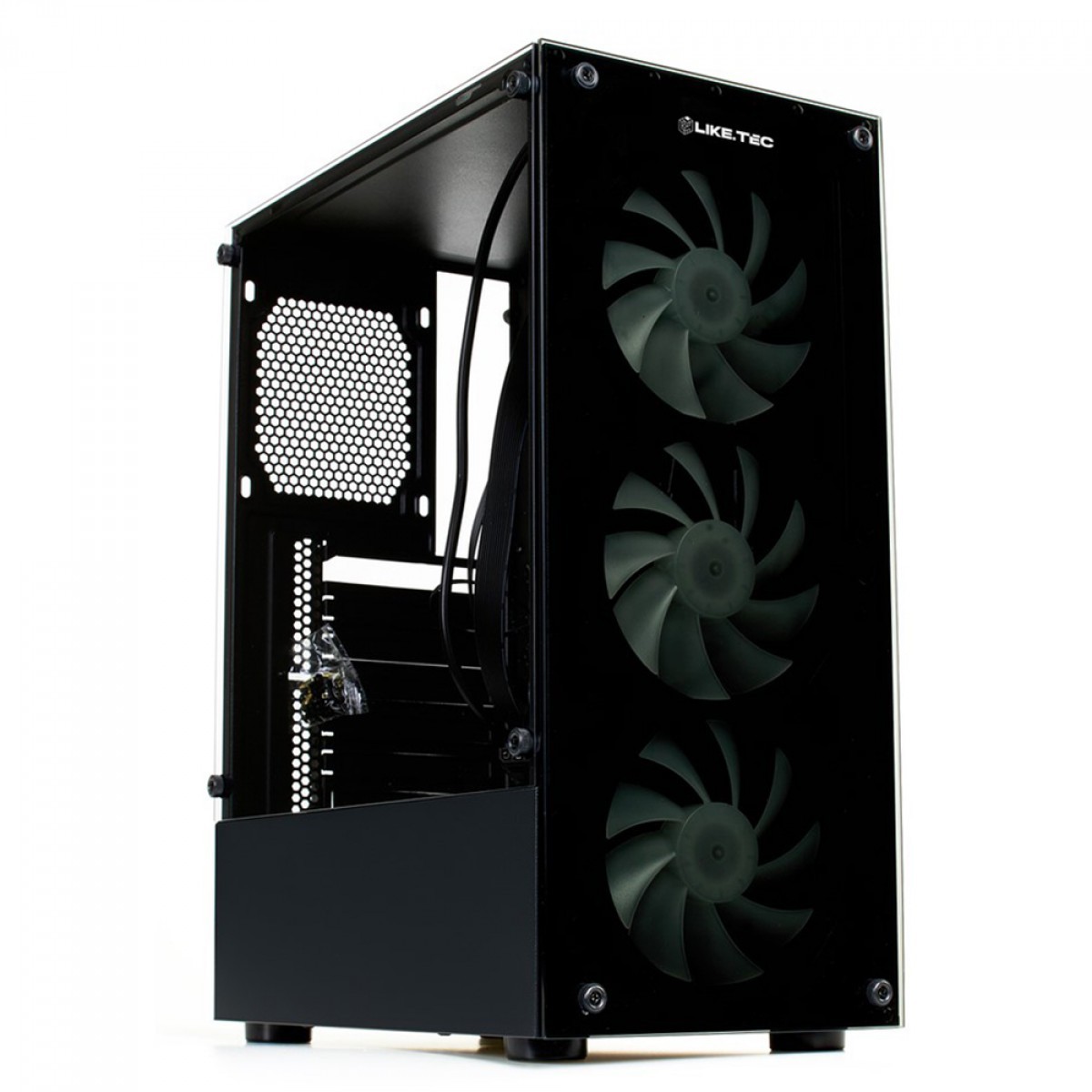 Gabinete Gamer Liketec Matrix Rainbow, Mid Tower, Vidro Temperado, ATX, Black, Sem Fonte, Com 3 Fans