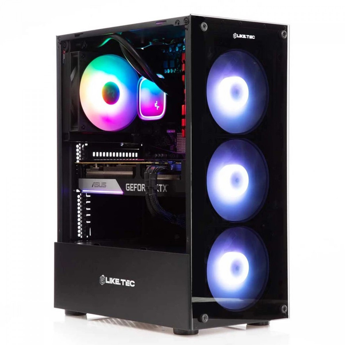 Gabinete Gamer Liketec Matrix RGB, Mid Tower, Vidro Temperado, ATX, Black, Sem Fonte, Com 3 Fans