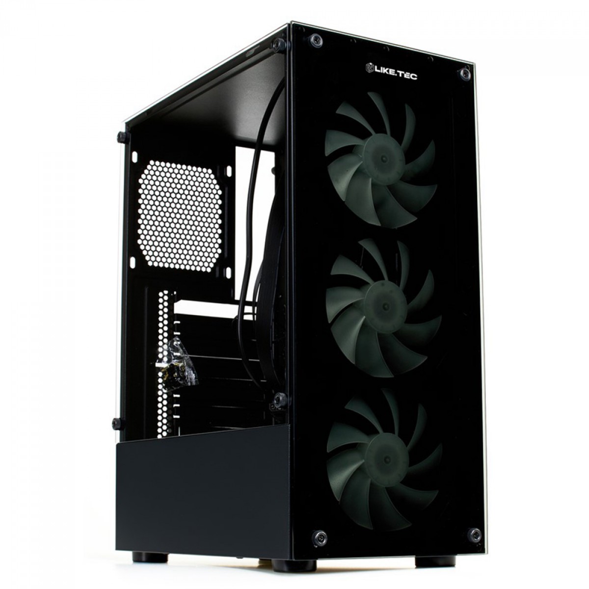 Gabinete Gamer Liketec Matrix RGB, Mid Tower, Vidro Temperado, ATX, Black, Sem Fonte, Com 3 Fans