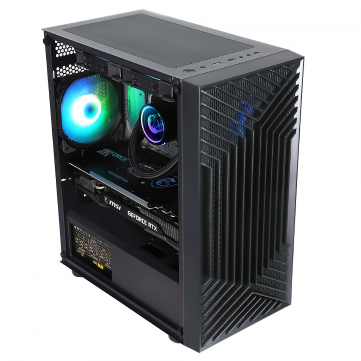 Gabinete Gamer Liketec Orbital Dark, Mid Tower, Vidro Temperado, RGB, M-ATX, Black, Sem Fonte, Com 3 Fans, LC-MT-ORBITAL-2049