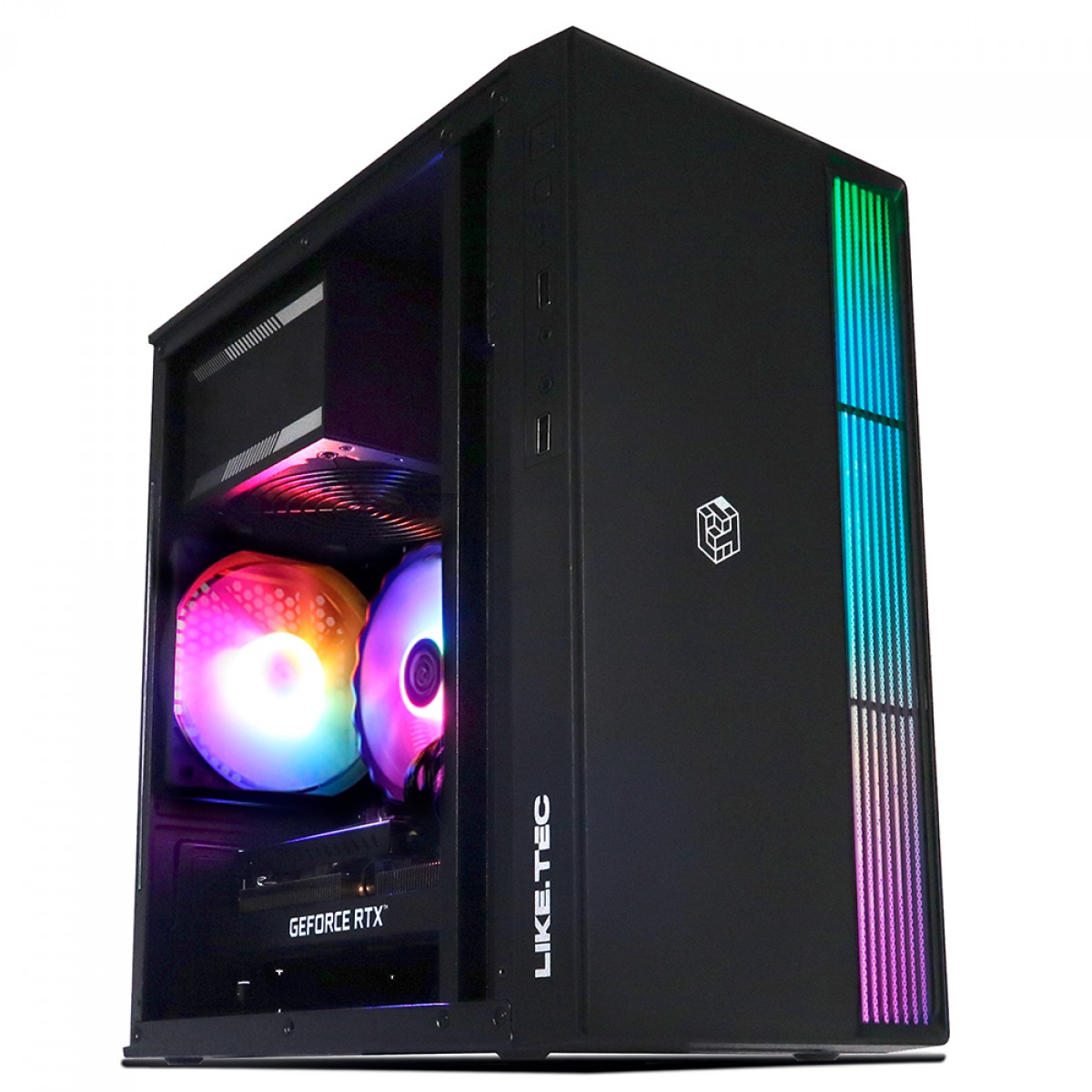 Gabinete Gamer Liketec Prime RGB, Mid Tower, Acrílico, M-ATX, Black, Sem Fonte, Sem Fan