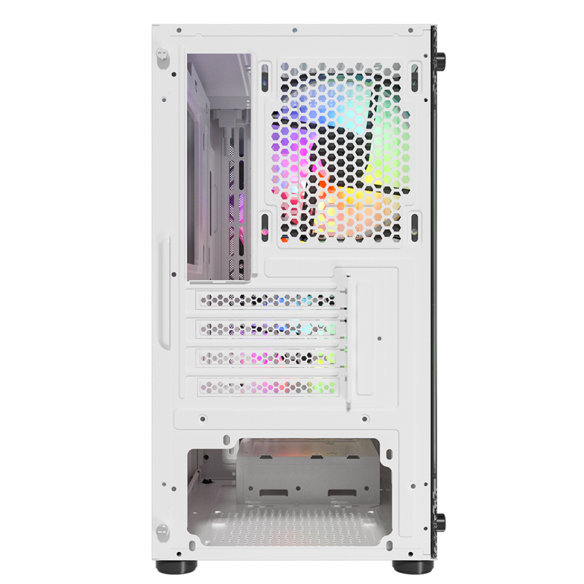 Gabinete Gamer Liketec Snow Revolution, RGB, Mid Tower, Vidro Temperado, M-ATX, White, Sem Fonte, Com 3 Fans, LC-MT-REVOLUTION-2052