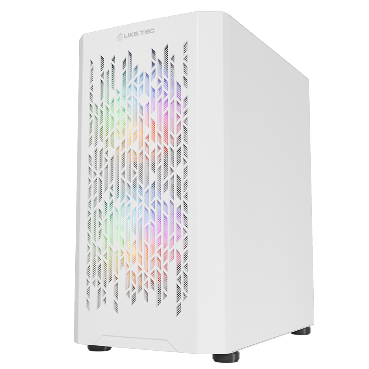 Gabinete Gamer Liketec Snow Revolution, RGB, Mid Tower, Vidro Temperado, M-ATX, White, Sem Fonte, Com 3 Fans, LC-MT-REVOLUTION-2052