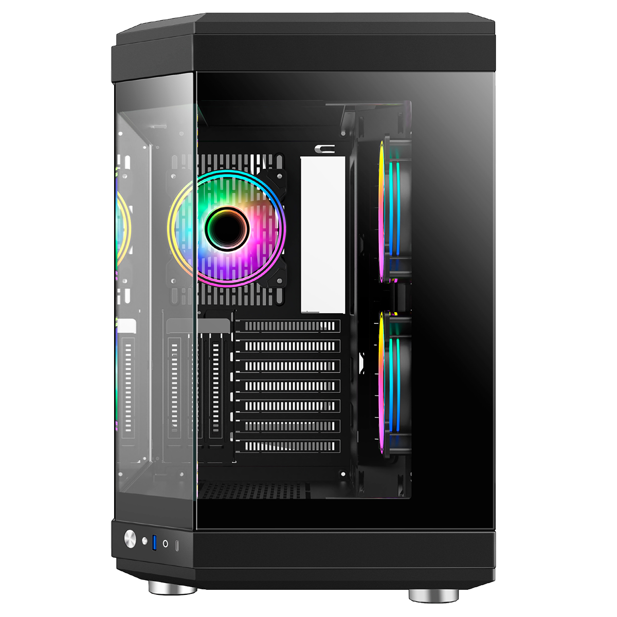 Gabinete Gamer Liketec Unreal Dark, Cube Design, Mid Tower, Vidro Temperado, E-ATX, Black, Sem Fonte, Sem Fans