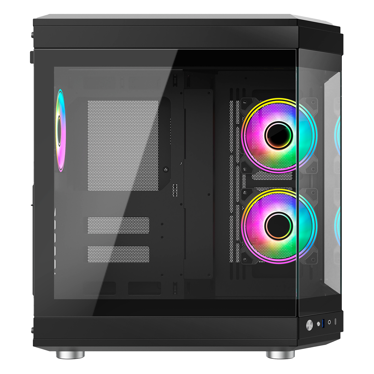 Gabinete Gamer Liketec Unreal Dark, Cube Design, Mid Tower, Vidro Temperado, E-ATX, Black, Sem Fonte, Sem Fans