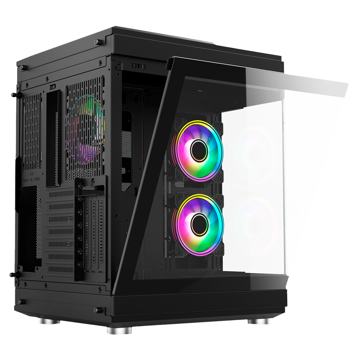 Gabinete Gamer Liketec Unreal Dark, Cube Design, Mid Tower, Vidro Temperado, E-ATX, Black, Sem Fonte, Sem Fans