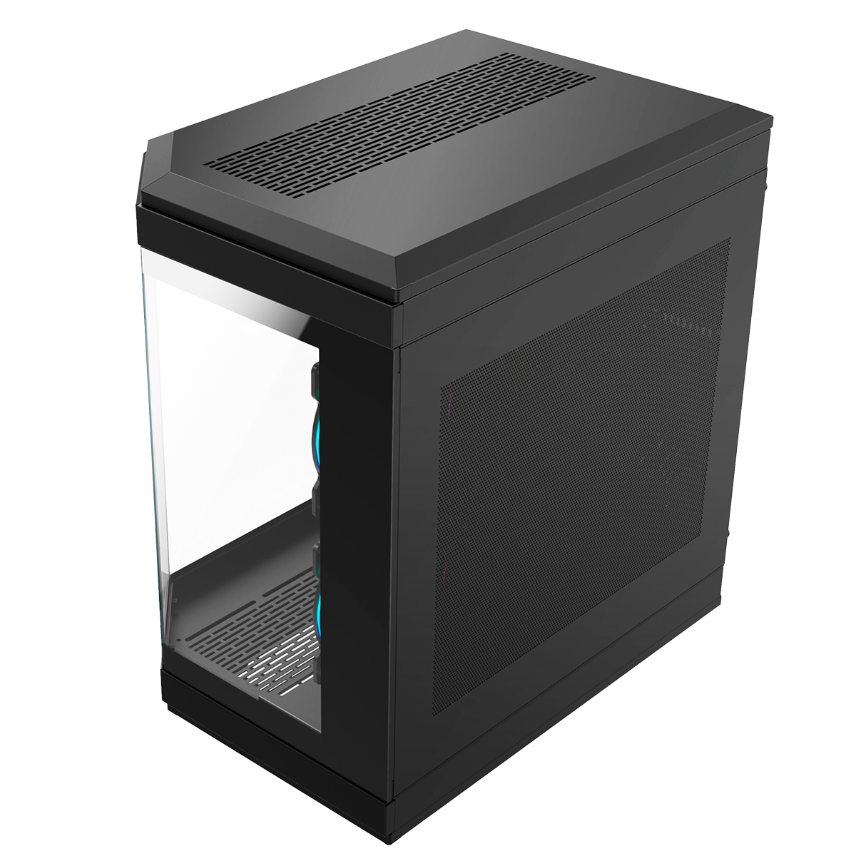 Gabinete Gamer Liketec Unreal Dark, Cube Design, Mid Tower, Vidro Temperado, E-ATX, Black, Sem Fonte, Sem Fans