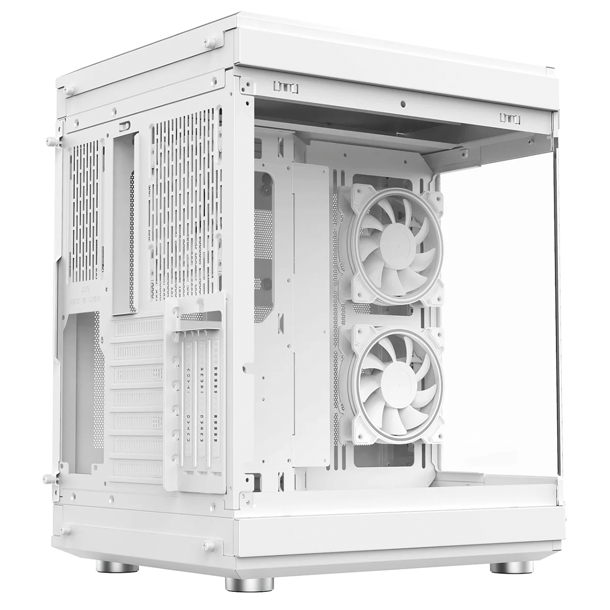 Gabinete Gamer Liketec Unreal Snow, Cube Design, Mid Tower, Vidro Temperado, E-ATX, White, Sem Fonte, Sem Fans