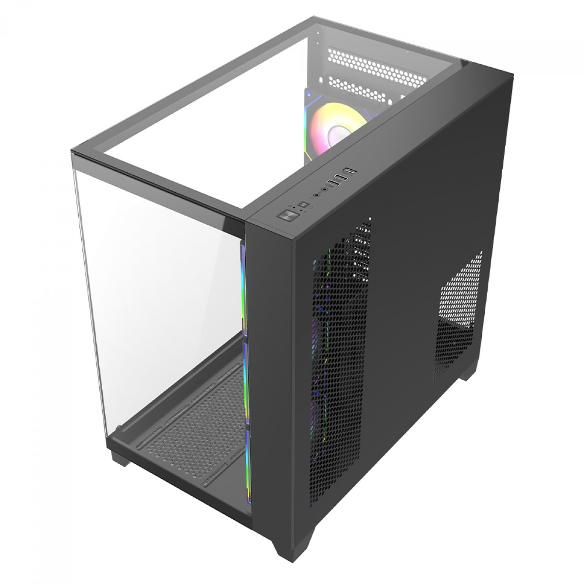 Gabinete Gamer Liketec Zeus Pro Glass, Mid Tower, Vidro Temperado, ATX, Black, Sem Fonte, Sem Fan, LC-CB3X3-ZEUS-2089