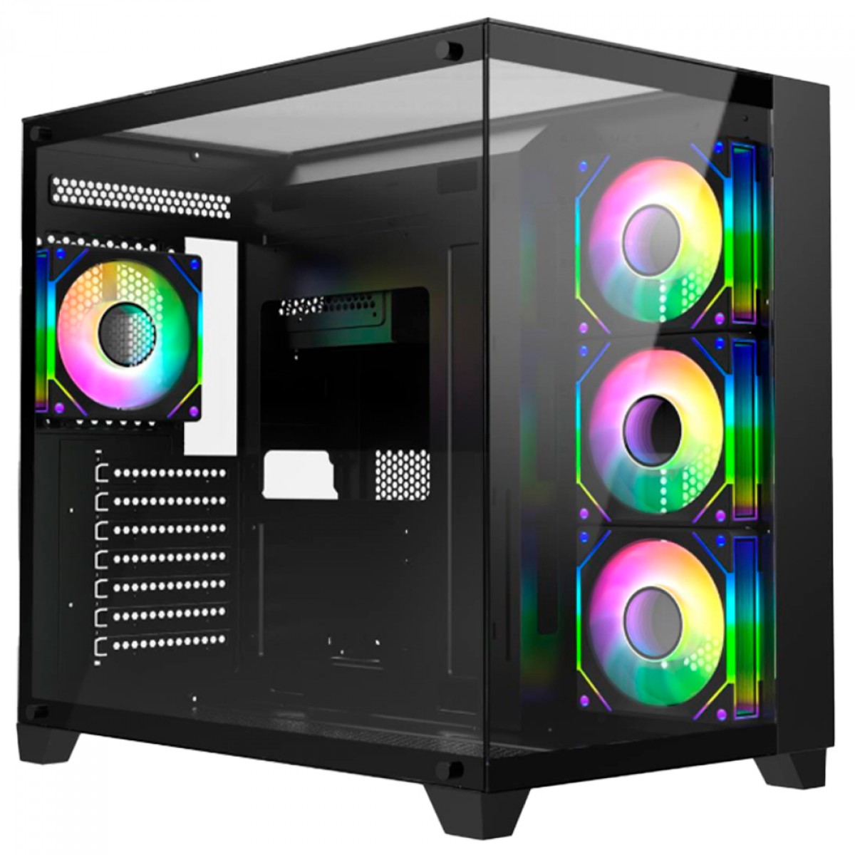 Gabinete Gamer Liketec Zeus Pro Glass, Mid Tower, Vidro Temperado, ATX, Black, Sem Fonte, Sem Fan, LC-CB3X3-ZEUS-2089