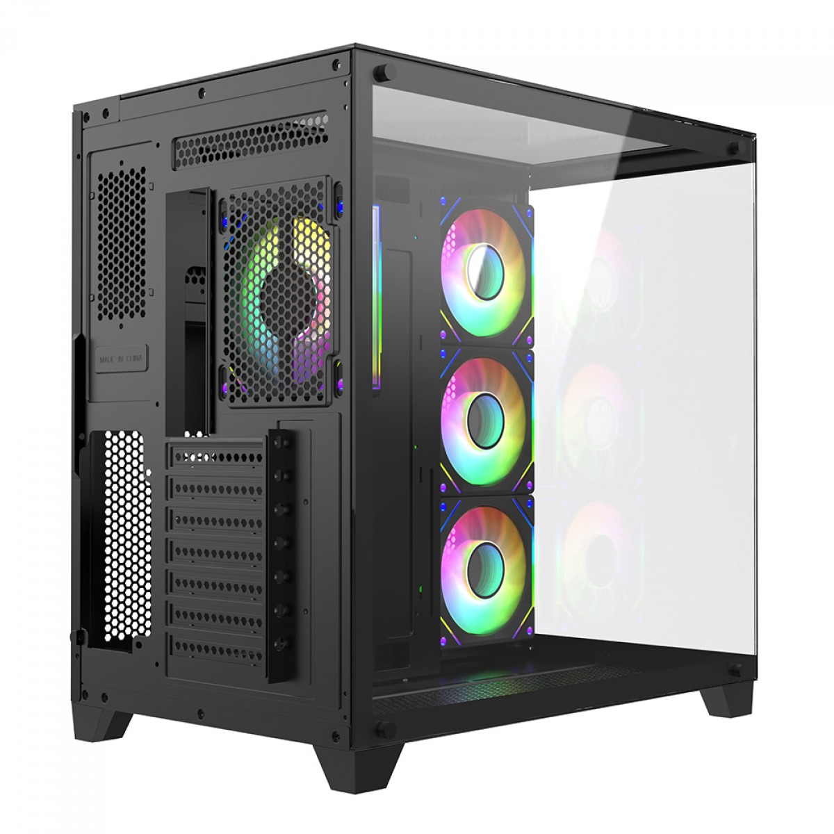Gabinete Gamer Liketec Zeus Pro Glass, Mid Tower, Vidro Temperado, ATX, Black, Sem Fonte, Sem Fan, LC-CB3X3-ZEUS-2089