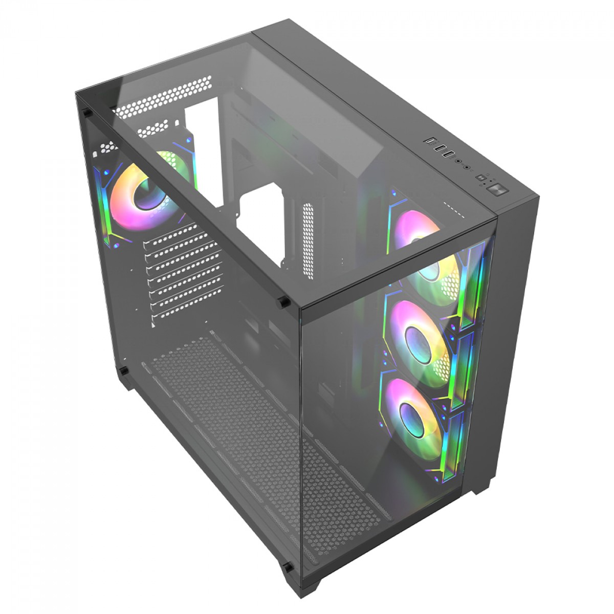 Gabinete Gamer Liketec Zeus Pro Glass, Mid Tower, Vidro Temperado, ATX, Black, Sem Fonte, Sem Fan, LC-CB3X3-ZEUS-2089