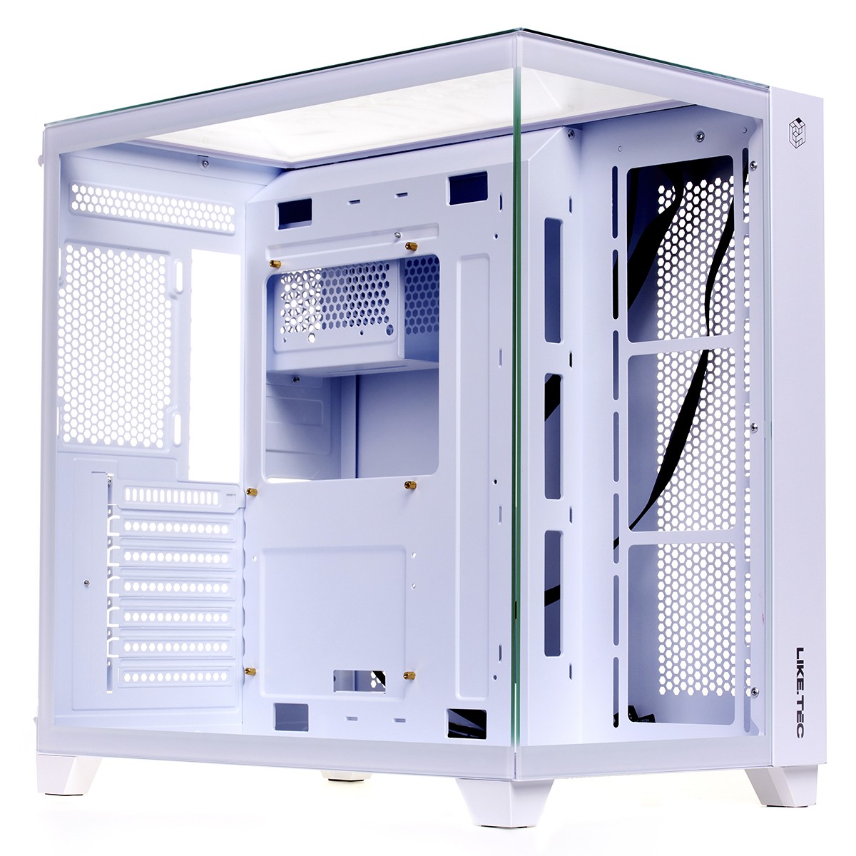 Gabinete Gamer Liketec Zeus Pro Snow, Mid Tower, Vidro Temperado, ATX, White, Sem Fonte, Sem Fan