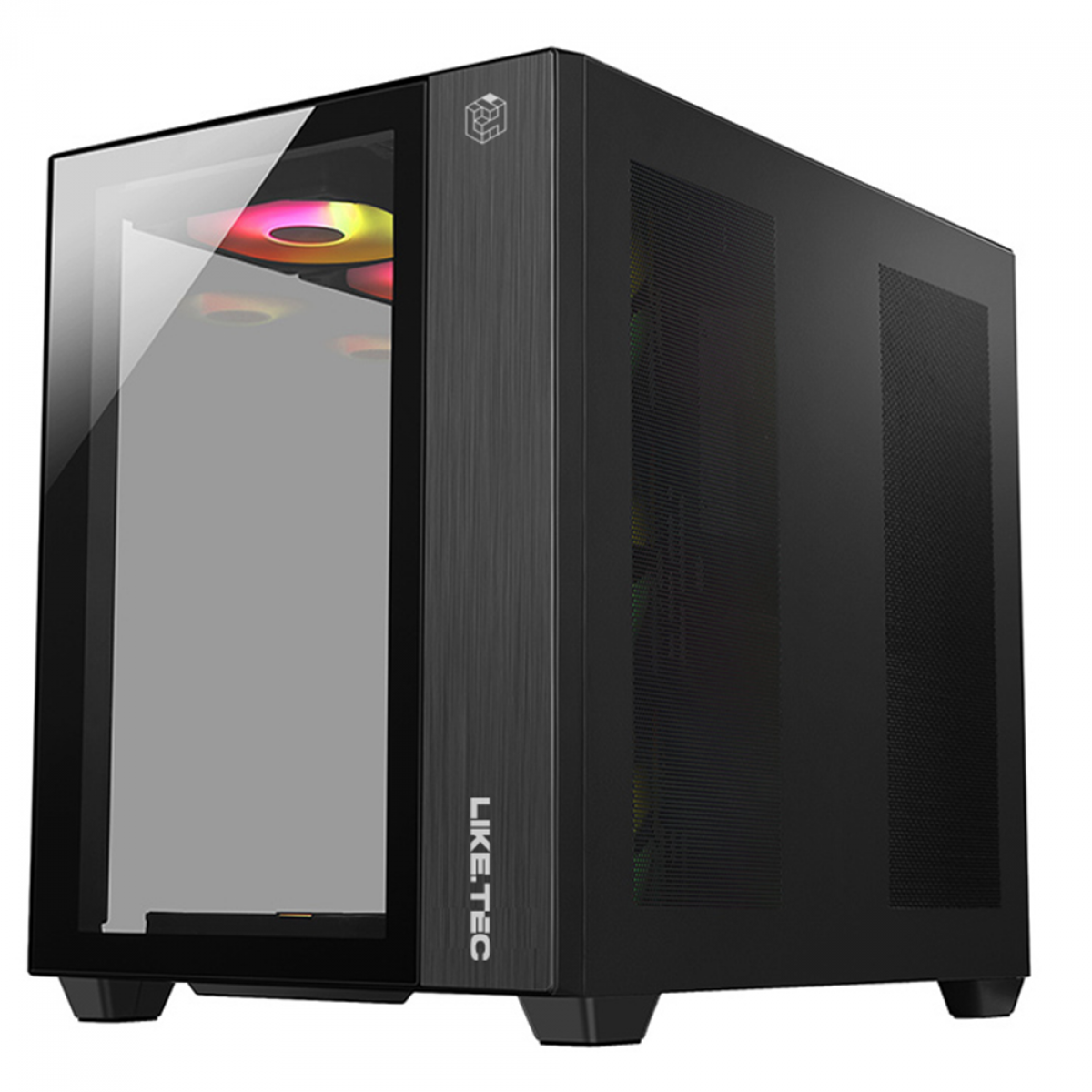 Gabinete Gamer Liketec Zeus V2, Mid Tower, Vidro Temperado, RGB, ATX,  Black, Sem Fonte, Com 6 Fans, LC-CB3X3-ZEUS-2056