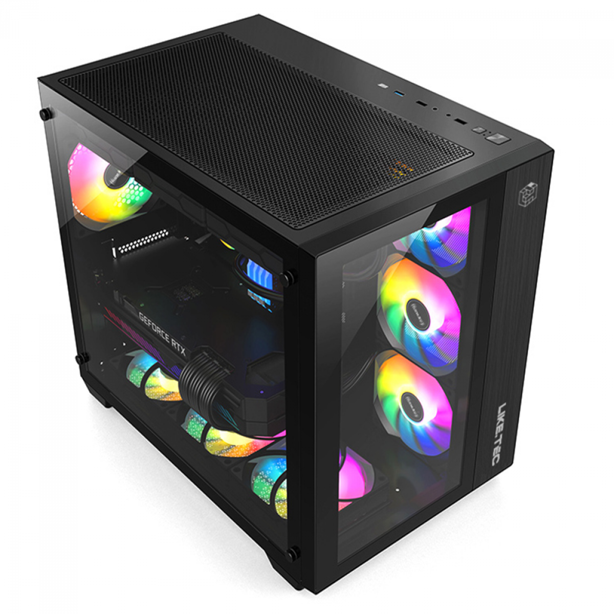 Gabinete Gamer Liketec Zeus V2, Mid Tower, Vidro Temperado, ATX,  Black, Sem Fonte, Sem Fan, LC-CB3X3-ZEUS-2042