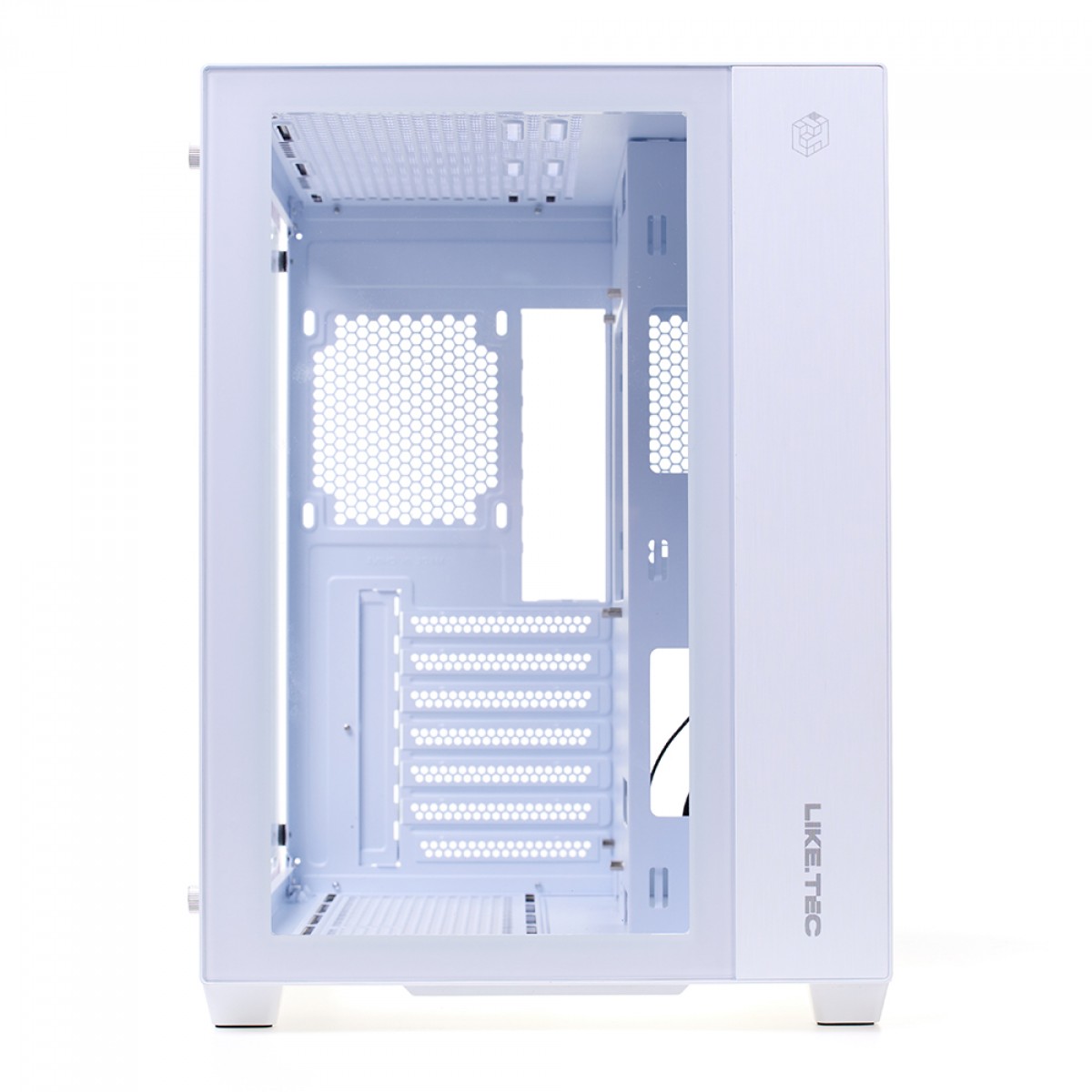 Gabinete Gamer Liketec Zeus V2 Snow, Mid Tower, Vidro Temperado, ATX, White, Sem Fonte, Sem Fan