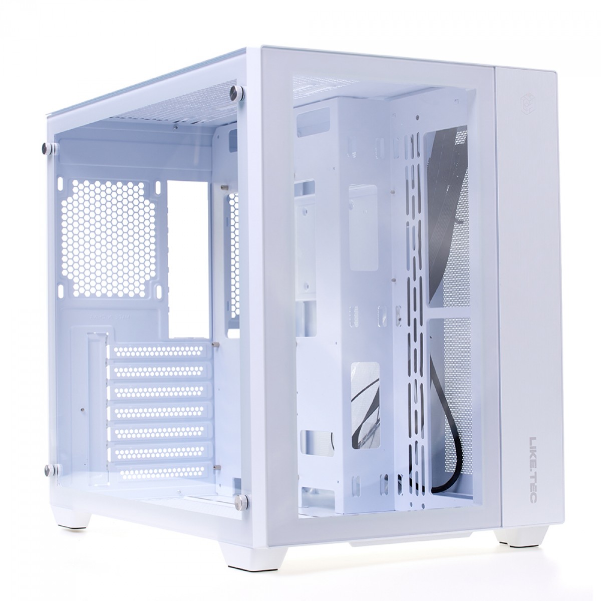Gabinete Gamer Liketec Zeus V2 Snow, Mid Tower, Vidro Temperado, ATX, White, Sem Fonte, Sem Fan