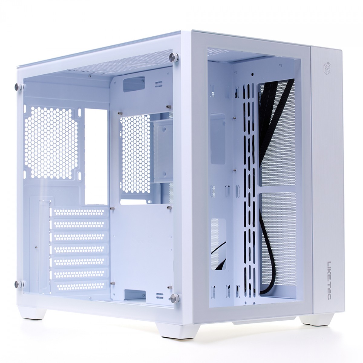 Gabinete Gamer Liketec Zeus V2 Snow, Mid Tower, Vidro Temperado, ATX, White, Sem Fonte, Sem Fan