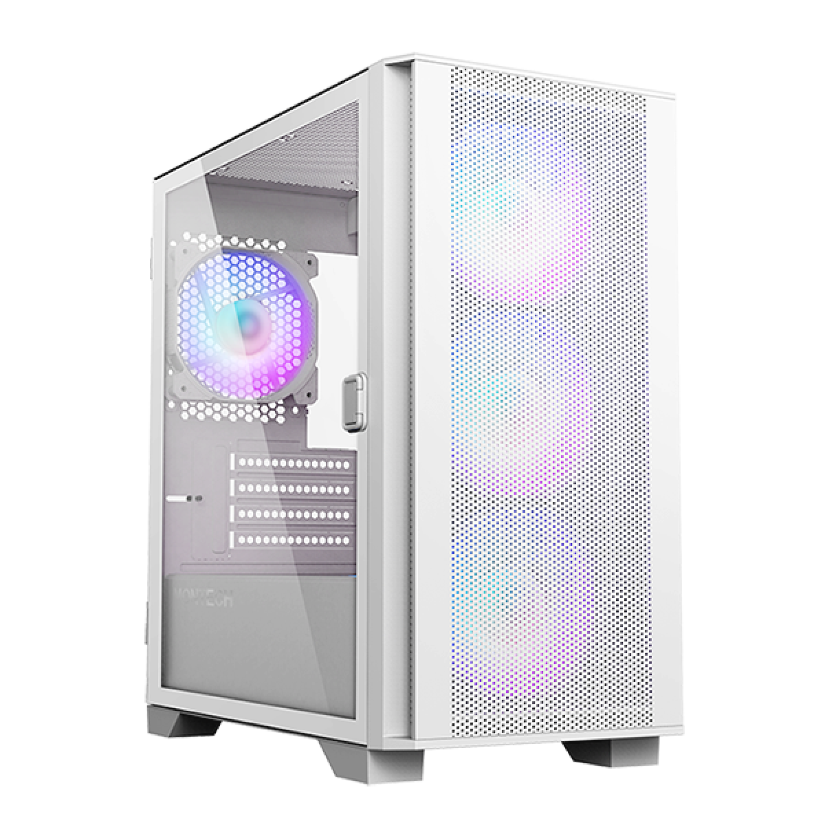 Gabinete Gamer Montech AIR 100 ARGB, Mini Tower, White,  mATX, 4 Fans, Vidro Temperado