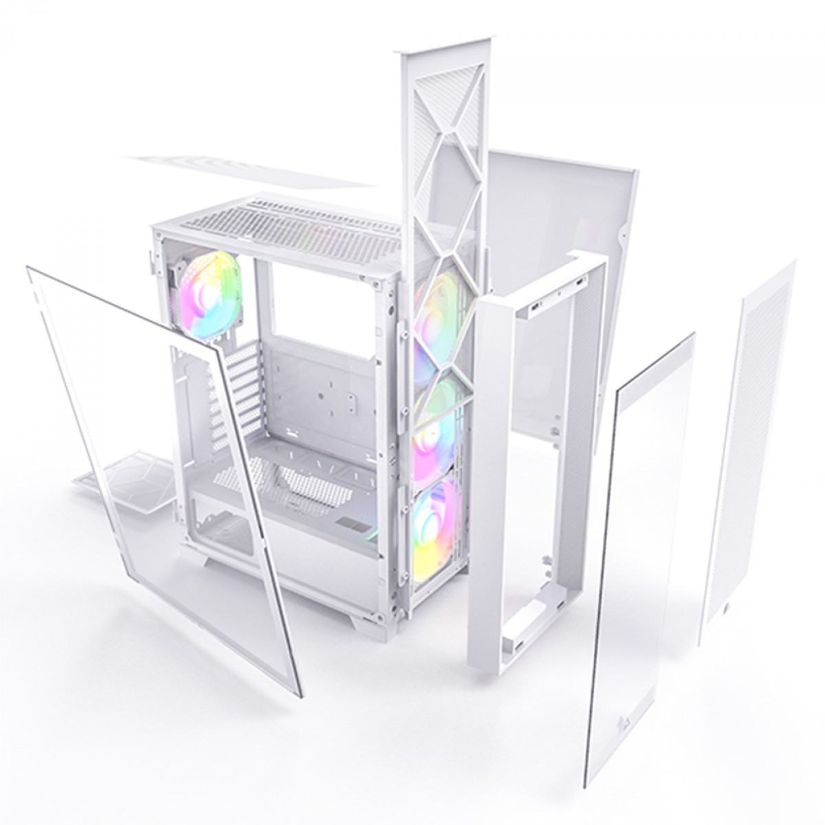 Gabinete Gamer Montech Air 1000 PREMIUM, Mid Tower, ARGB, Vidro Temperado, White, ATX, Sem Fonte, Com 4 Fans