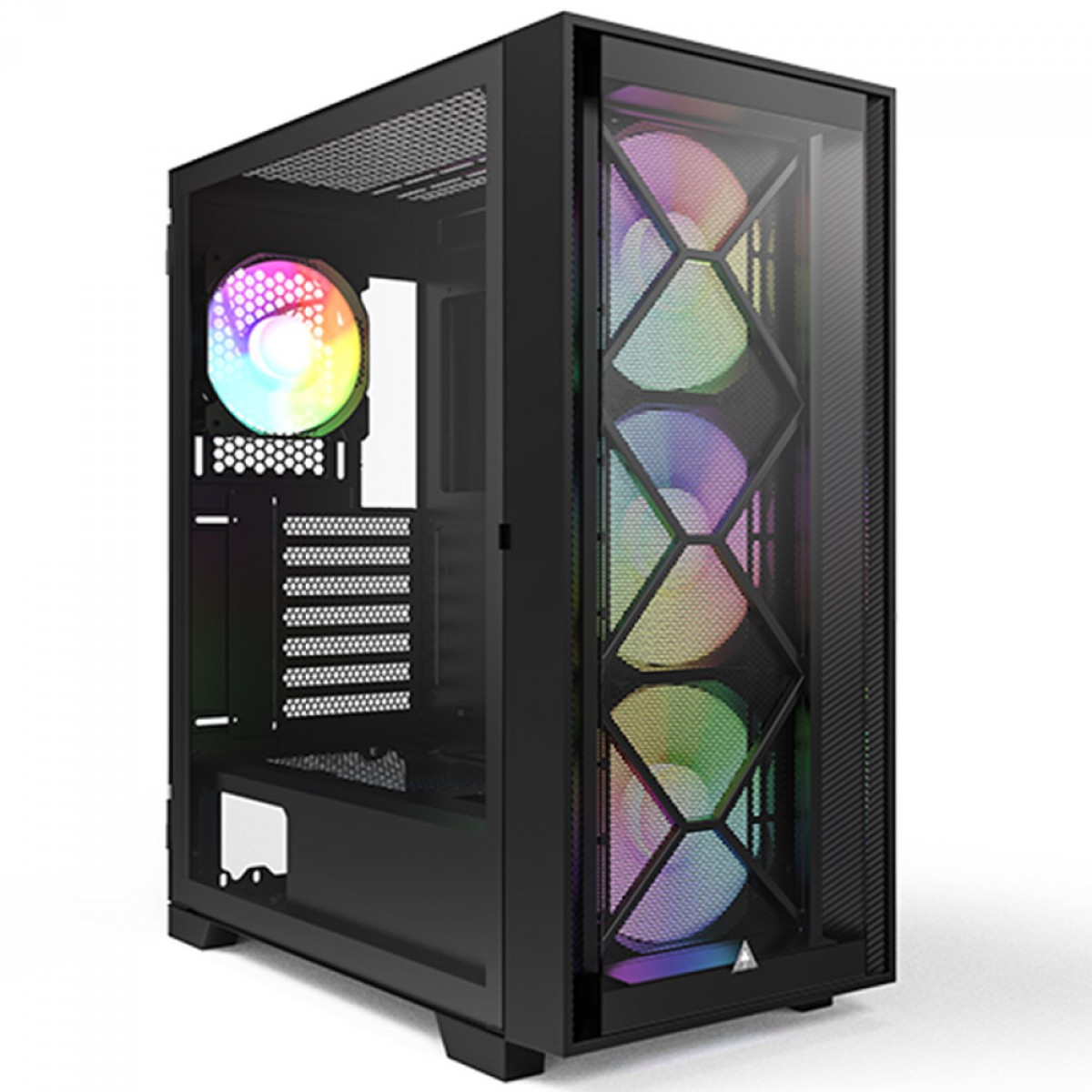 Gabinete Gamer Montech Air 1000 PREMIUM, Mid Tower, RGB, Vidro Temperado, Black, ATX, Sem Fonte, Com 4 Fans