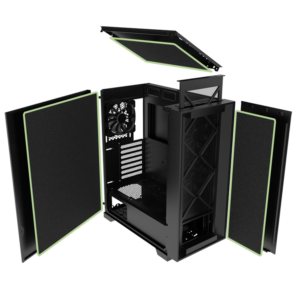 Gabinete Gamer Montech Air 1000 Silent, Mid Tower, Black, ATX, Sem Fonte, Com 3 Fans
