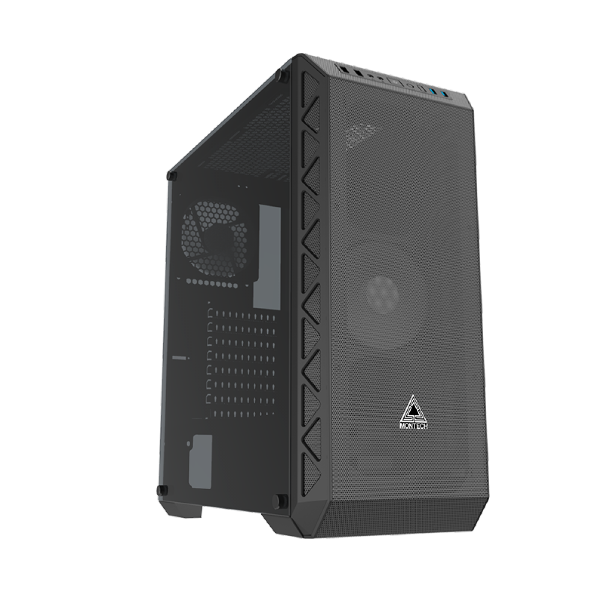 Gabinete Gamer Montech Air 900 Mesh, Mid Tower, Vidro Temperado, BLACK, ATX, Sem Fonte, Com 2 Fans