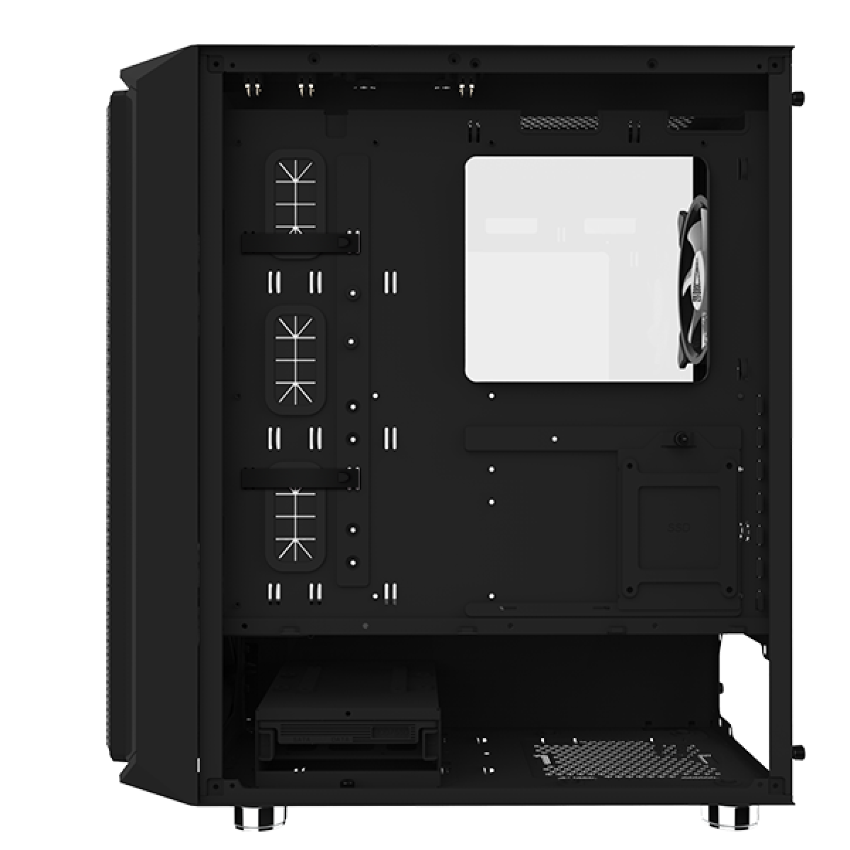 Gabinete Gamer Montech Air X ARGB, Mid Tower, Vidro Temperado, BLACK, E-ATX, Sem Fonte, Com 3 Fans ARGB