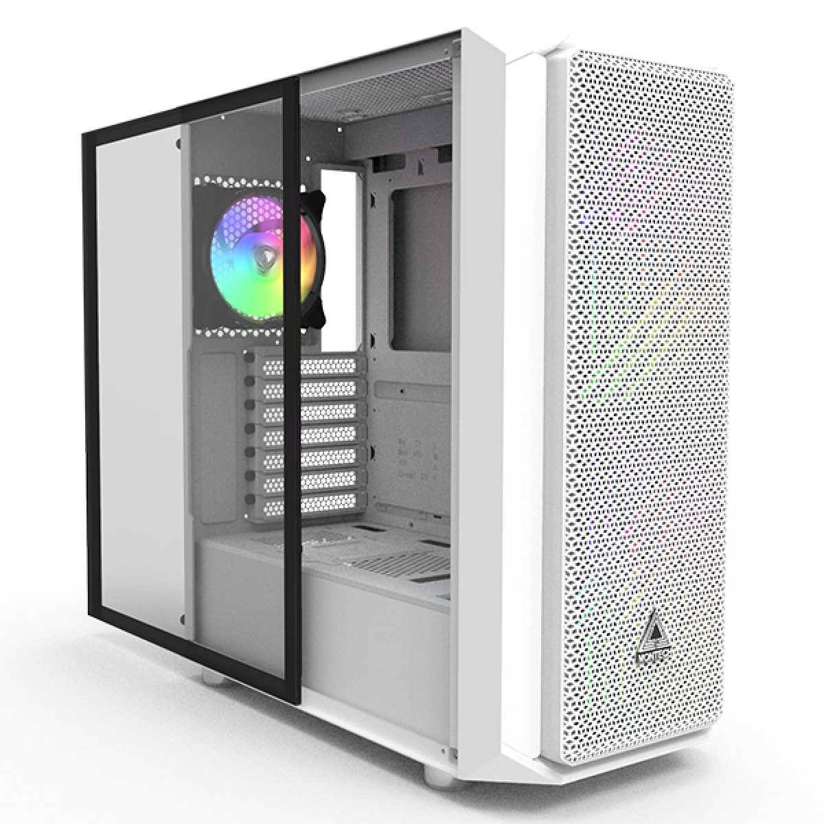 Gabinete Gamer Montech AIR X ARGB, Mid Tower, Vidro Temperado, White, E-ATX, Sem Fonte, Com 3 Fans