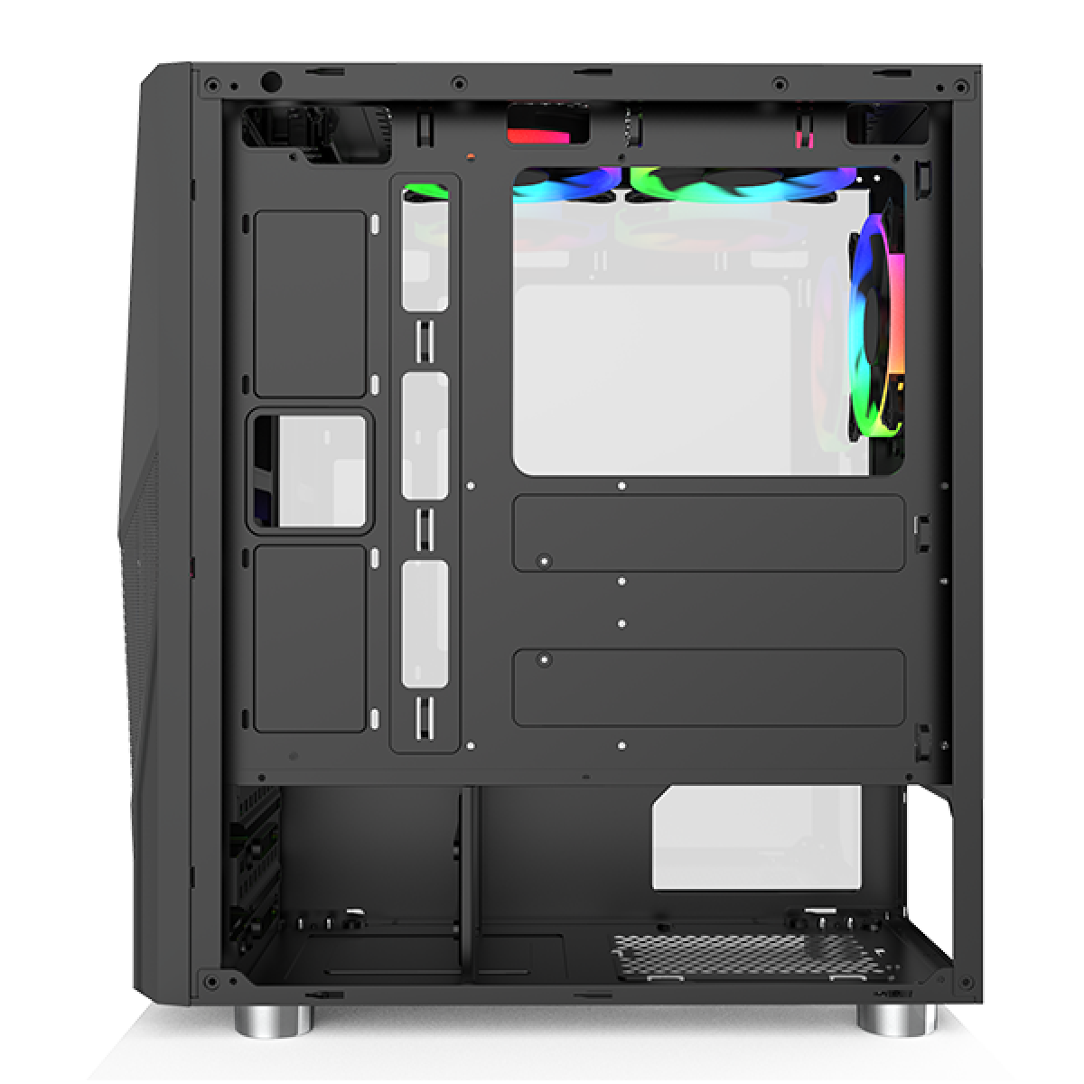 Gabinete Gamer Montech FIGHTER 500, Mid Tower, Black, ATX, 4 Fans, Vidro Temperado