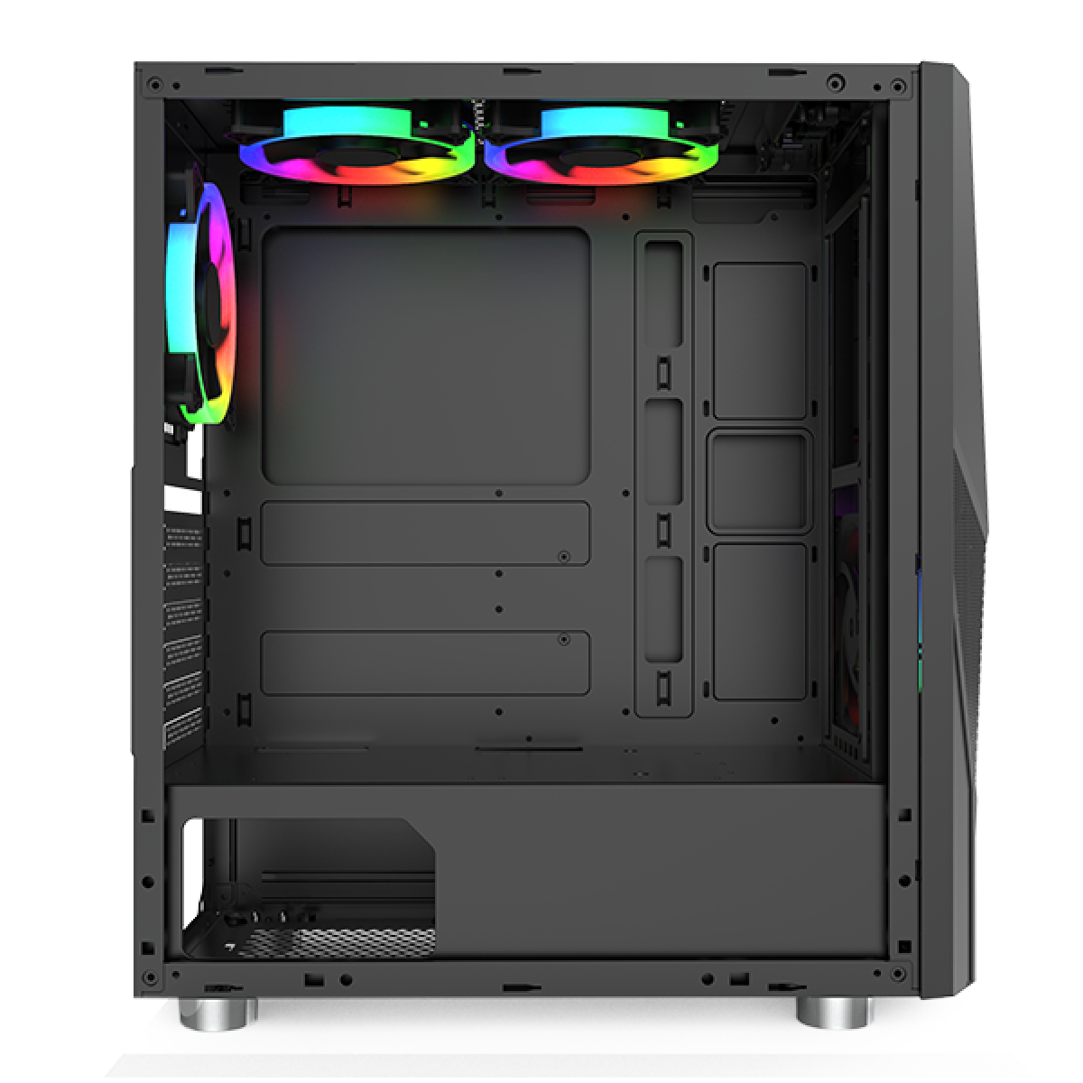 Gabinete Gamer Montech FIGHTER 500, Mid Tower, Black, ATX, 4 Fans, Vidro Temperado