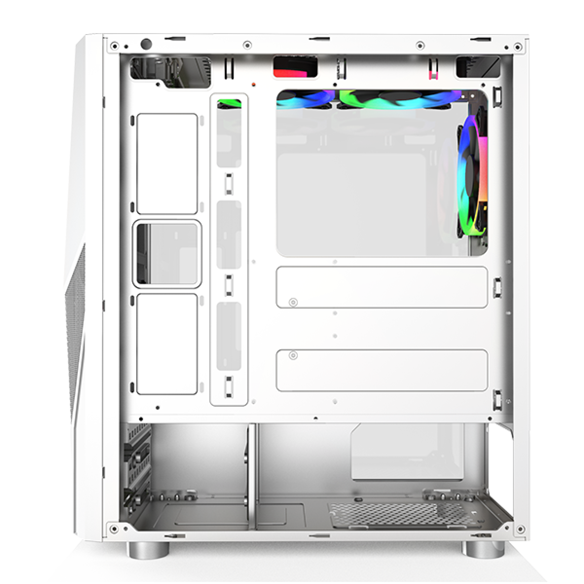 Gabinete Gamer Montech FIGHTER 500, Mid Tower, White, ATX, 4 Fans, Vidro Temperado