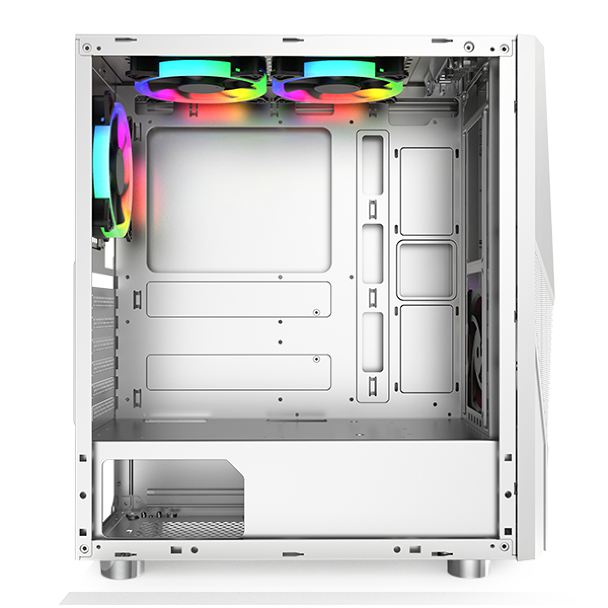 Gabinete Gamer Montech FIGHTER 500, Mid Tower, White, ATX, 4 Fans, Vidro Temperado