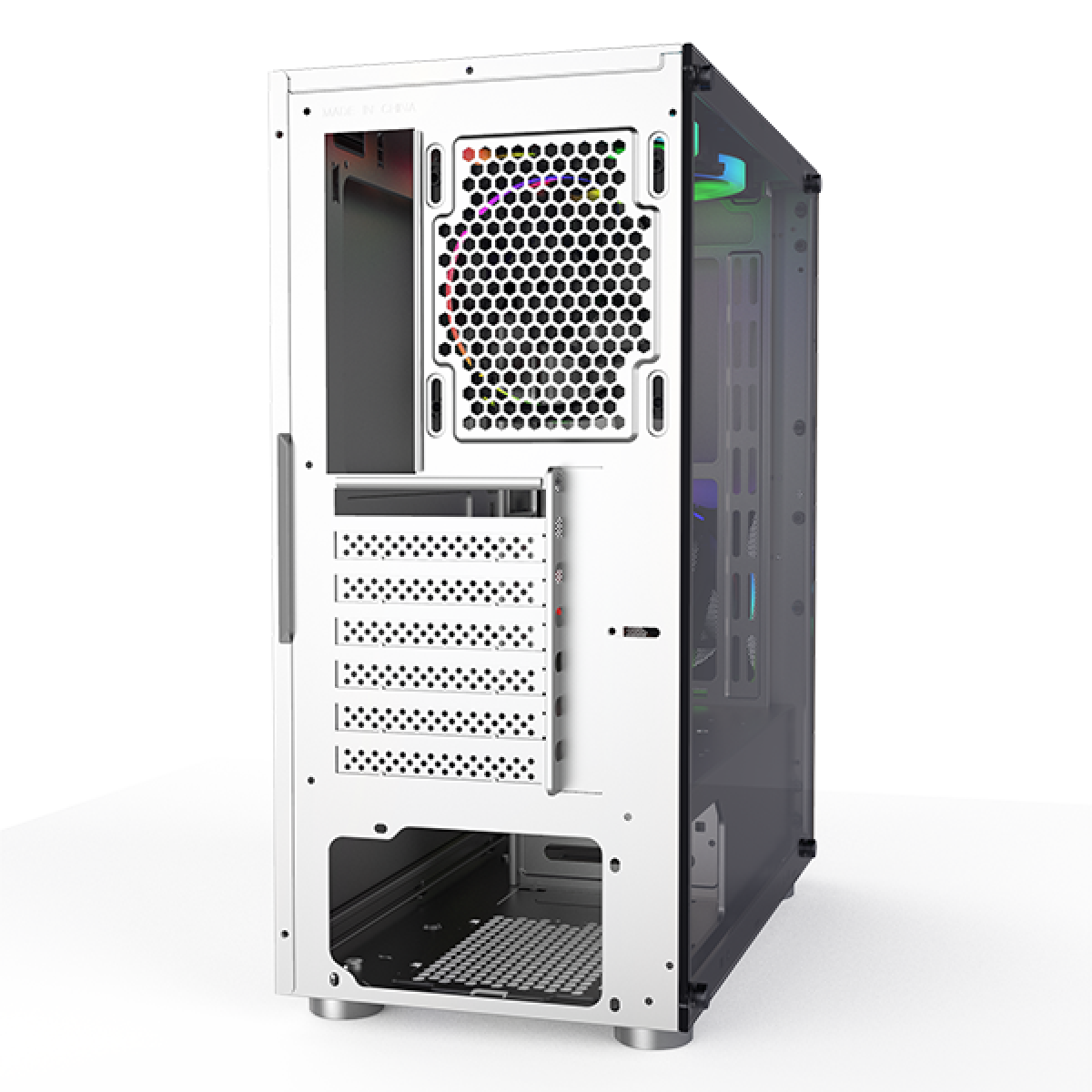 Gabinete Gamer Montech FIGHTER 500, Mid Tower, White, ATX, 4 Fans, Vidro Temperado