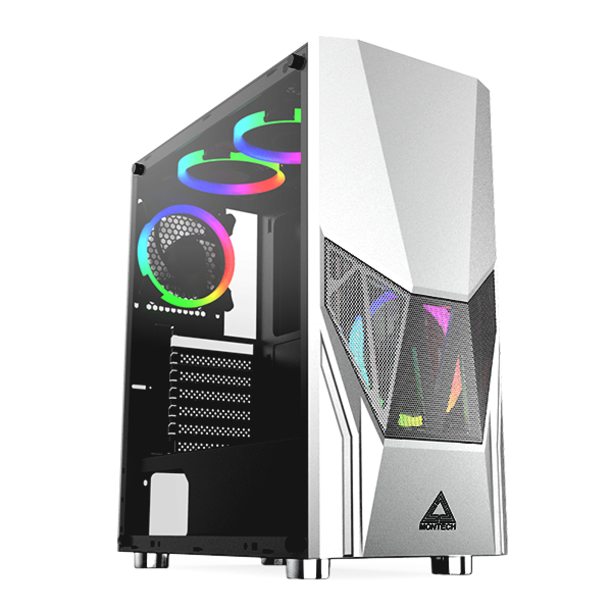 Gabinete Gamer Montech FIGHTER 500, Mid Tower, White, ATX, 4 Fans, Vidro Temperado