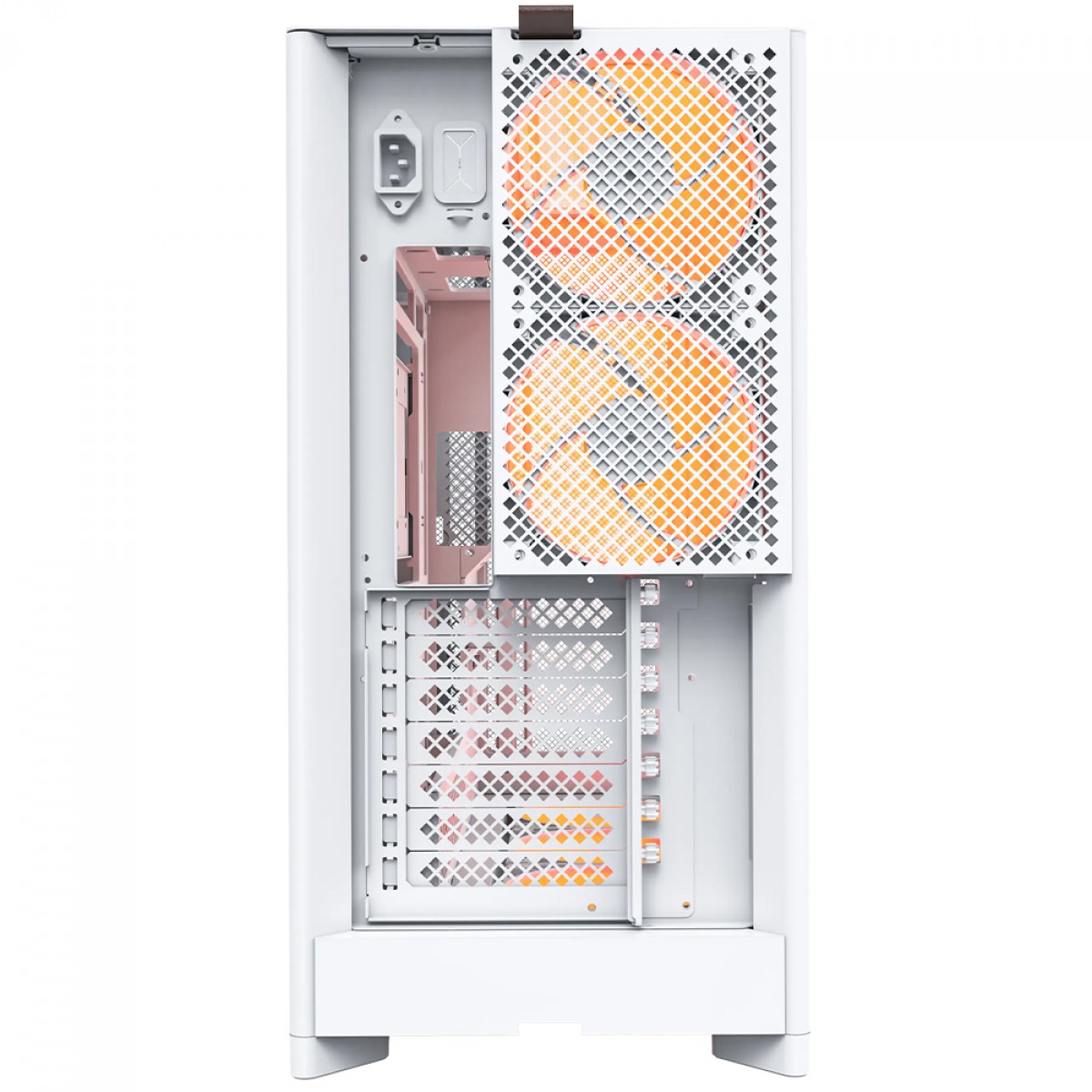 Gabinete Gamer Montech HS01 PRO, ARGB, Mid Tower, ATX, Sem Fonte, Com 5 Fans, Branco