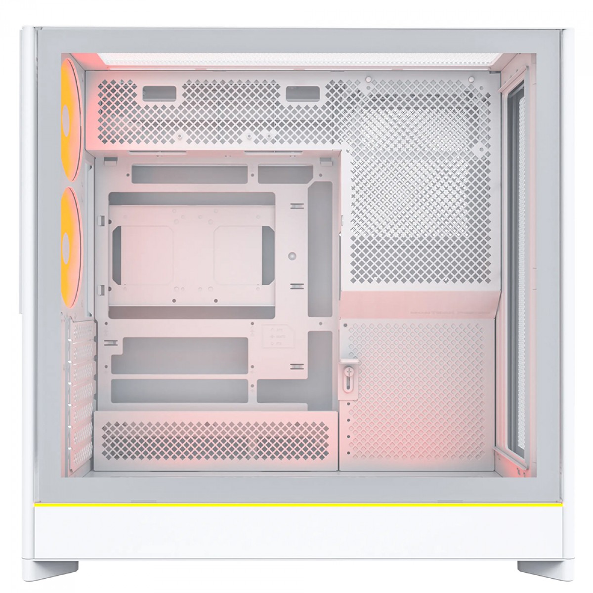 Gabinete Gamer Montech HS01 PRO, ARGB, Mid Tower, ATX, Sem Fonte, Com 5 Fans, Branco