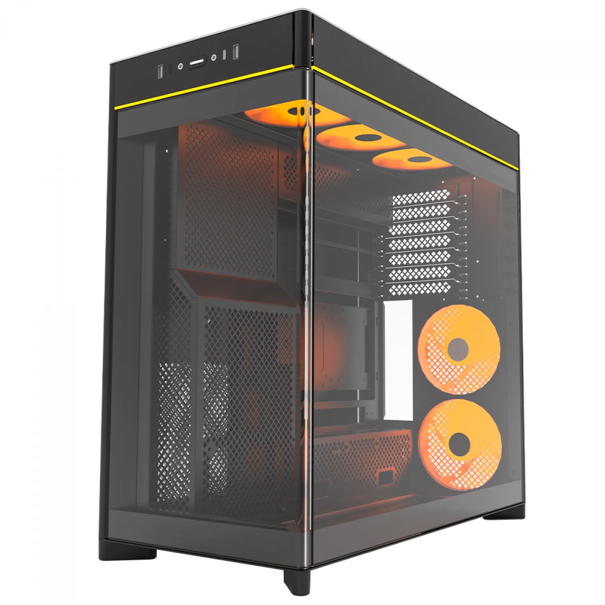 Gabinete Gamer Montech HS02 PRO, ARGB, Mid Tower, ATX, Sem Fonte, Com 5 Fans, Preto