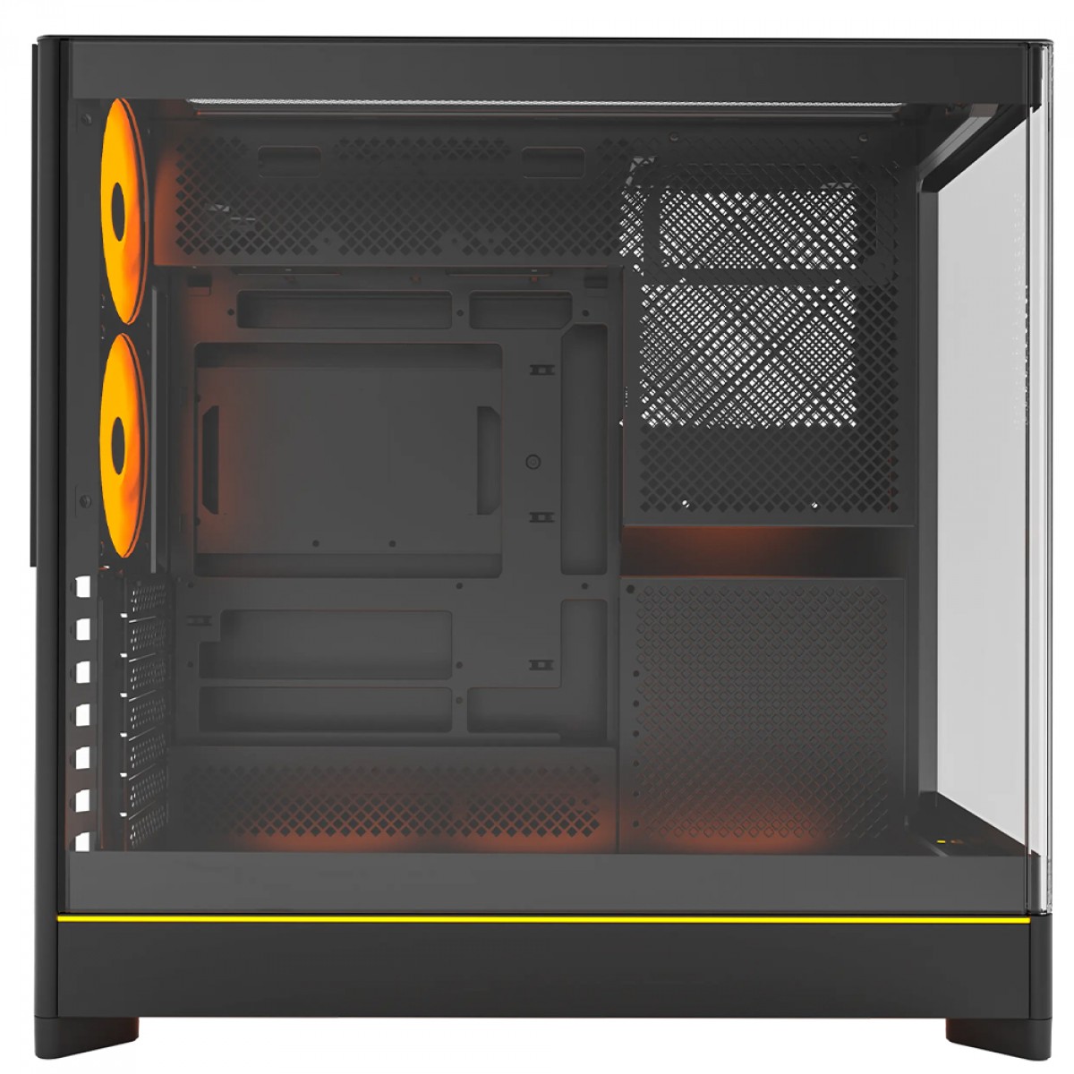 Gabinete Gamer Montech HS02 PRO, ARGB, Mid Tower, ATX, Sem Fonte, Com 5 Fans, Preto