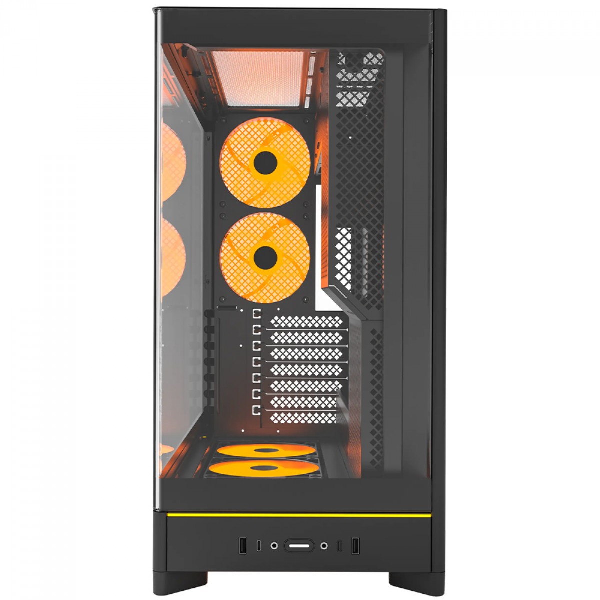 Gabinete Gamer Montech HS02 PRO, ARGB, Mid Tower, ATX, Sem Fonte, Com 5 Fans, Preto