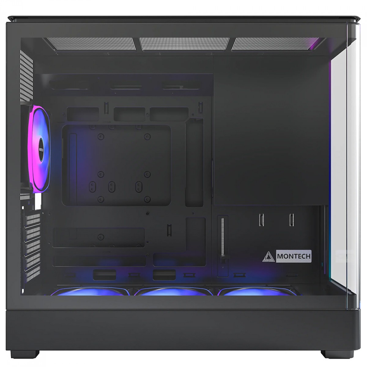 Gabinete Gamer Montech King 15 Pro, Vidro Temperado, Mini Tower, mATX, Com 4 Fans, Preto
