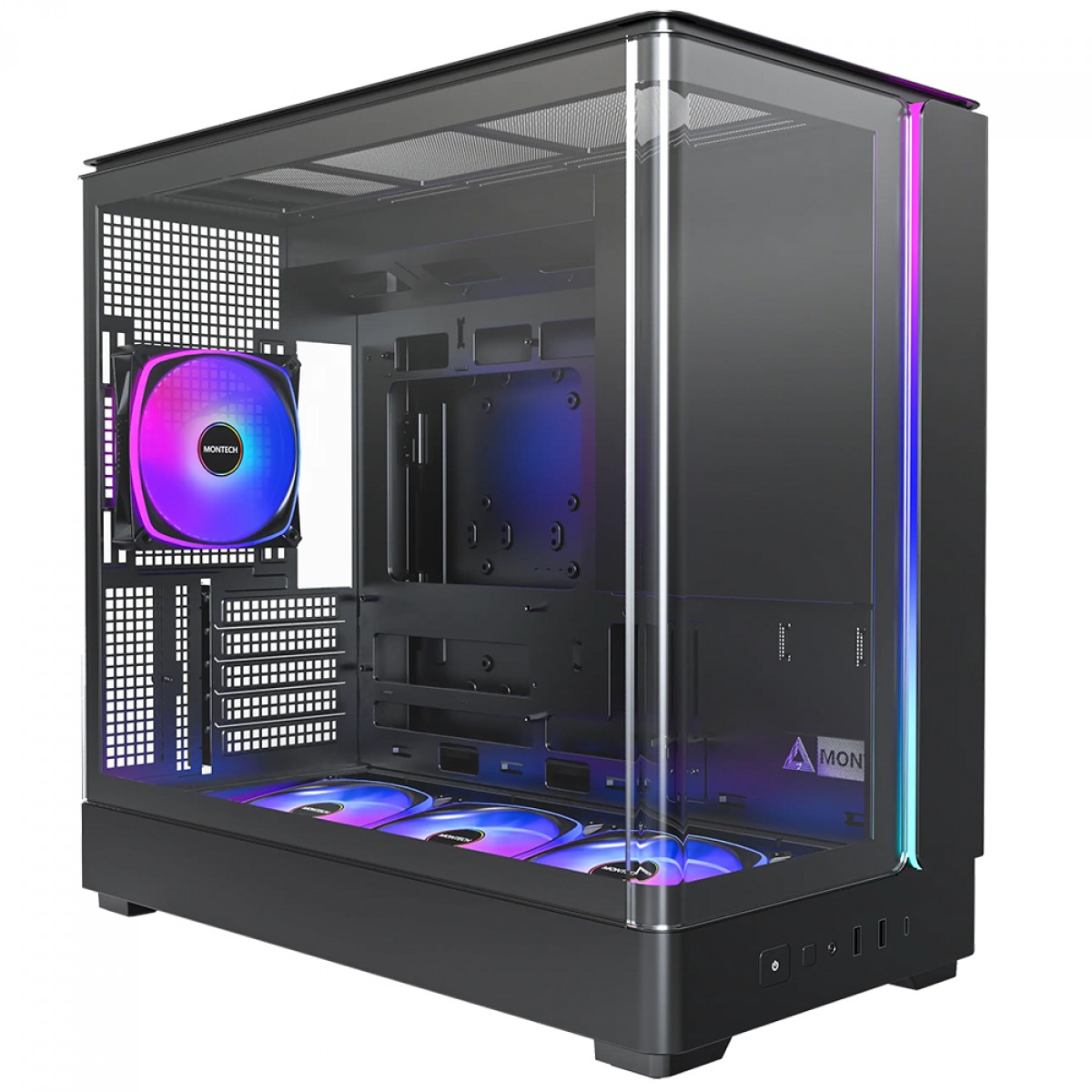 Gabinete Gamer Montech King 15 Pro, Vidro Temperado, Mini Tower, mATX, Com 4 Fans, Preto