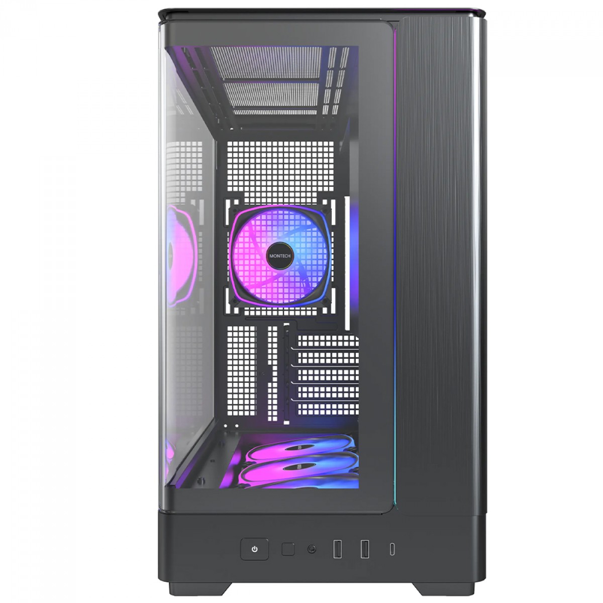 Gabinete Gamer Montech King 15 Pro, Vidro Temperado, Mini Tower, mATX, Com 4 Fans, Preto