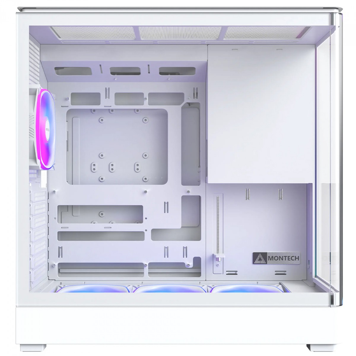 Gabinete Gamer Montech King 45 Pro, Vidro Temperado, Mid Tower, ATX, Com 4 Fans, Branco
