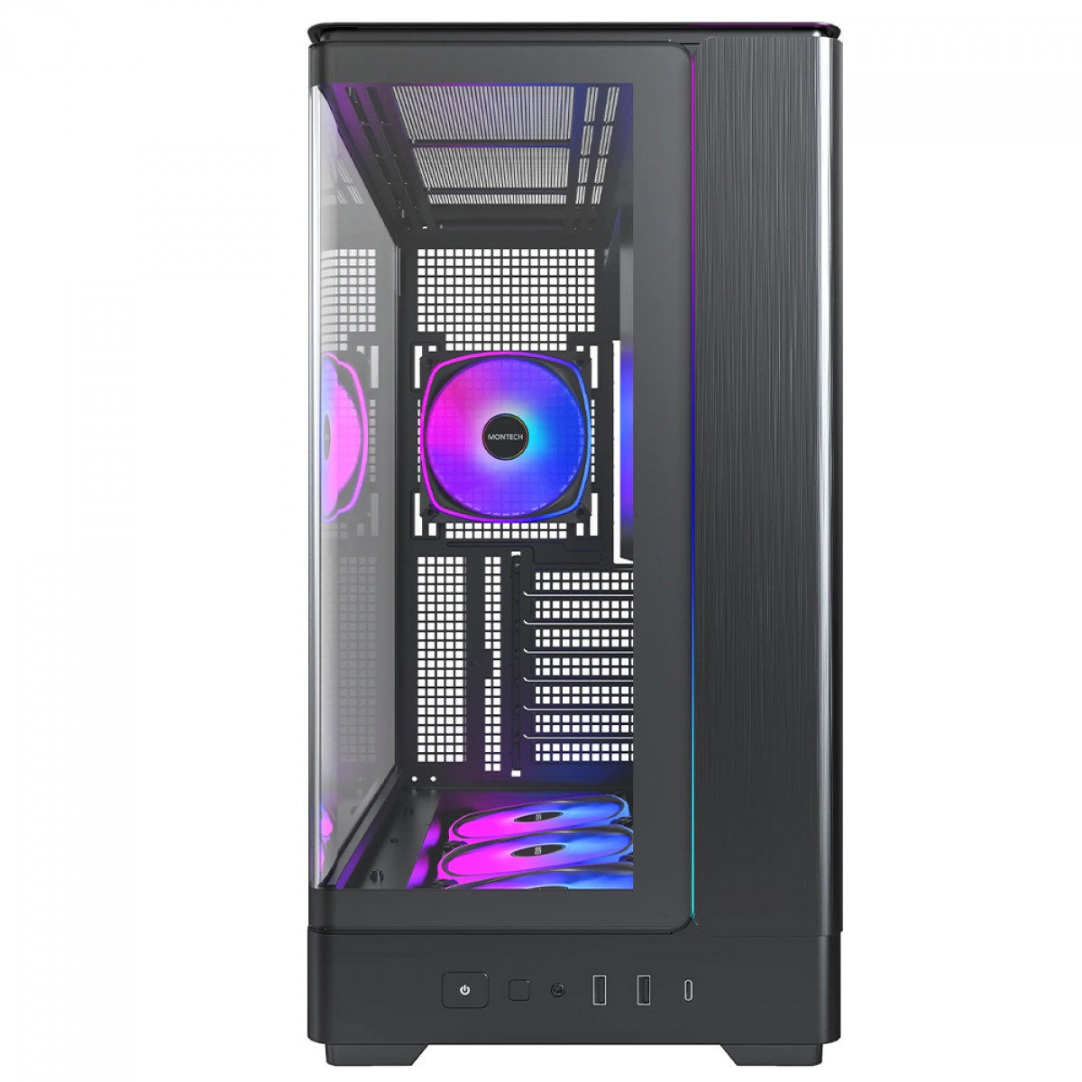 Gabinete Gamer Montech King 45 Pro, Vidro Temperado, Mid Tower, ATX, Com 4 Fans, Preto